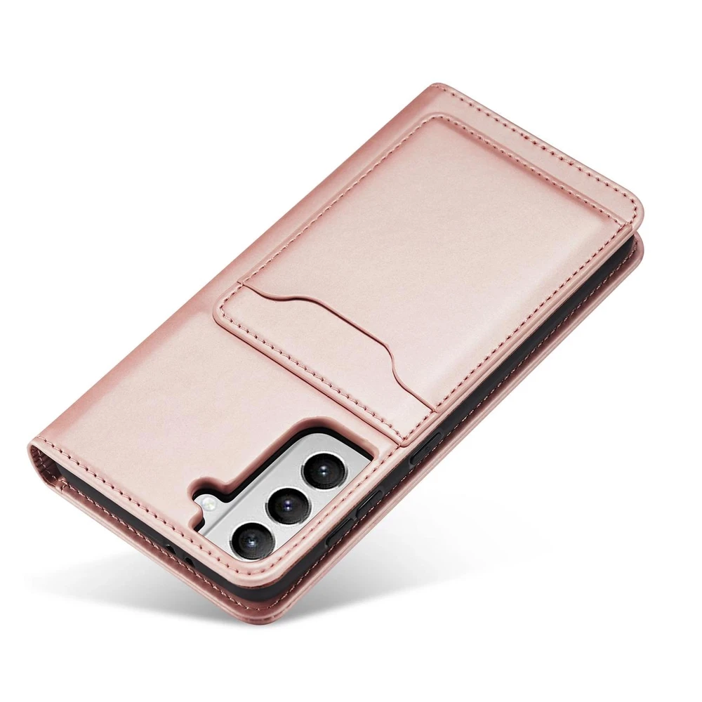 Hurtel Magnet Card dėklas skirtas Samsung Galaxy S22 + (S22 Plus), rožinis