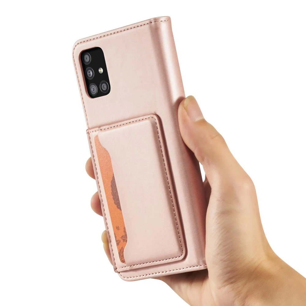 Hurtel Magnet Card dėklas skirtas Samsung Galaxy A13 5G, rožinis