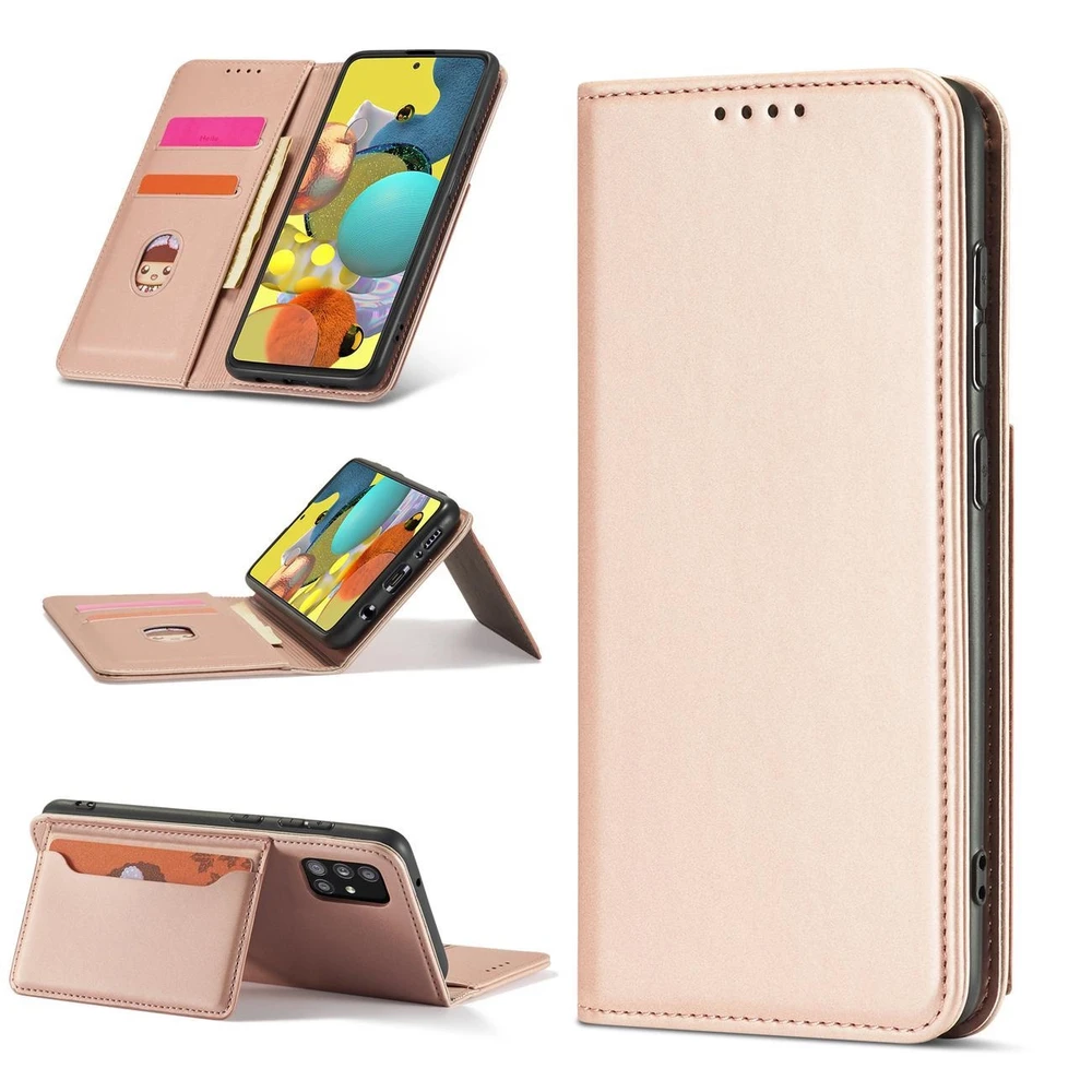 Hurtel Magnet Card dėklas skirtas Samsung Galaxy A12 5G, rožinis