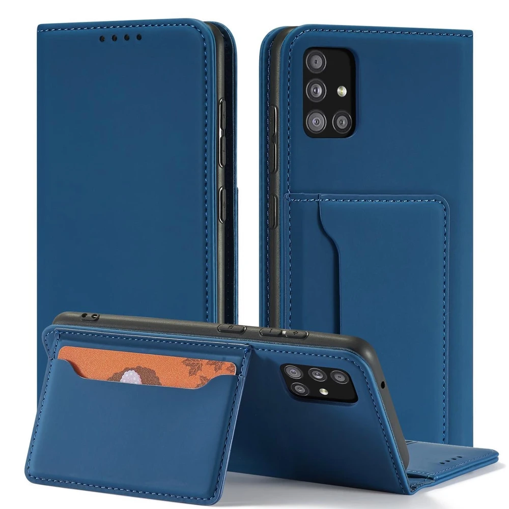 Hurtel Magnet Card dėklas skirtas Samsung Galaxy A12 5G, mėlynas