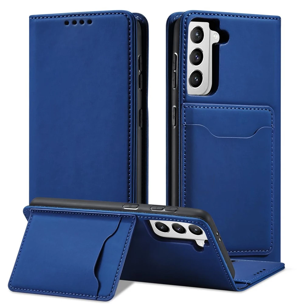 Hurtel Magnet Card dėklas skirtas Samsung Galaxy S22 + (S22 Plus), mėlynas