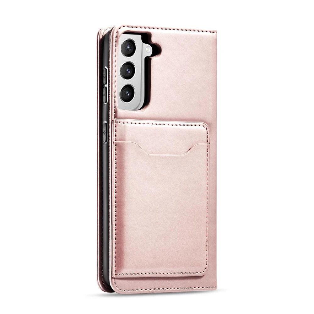Hurtel Magnet Card dėklas skirtas Samsung Galaxy S22 + (S22 Plus), rožinis