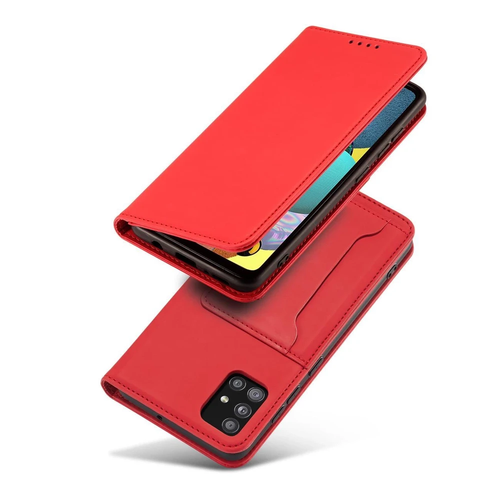 Hurtel Magnet Card dėklas skirtas Samsung Galaxy A13 5G, raudonas