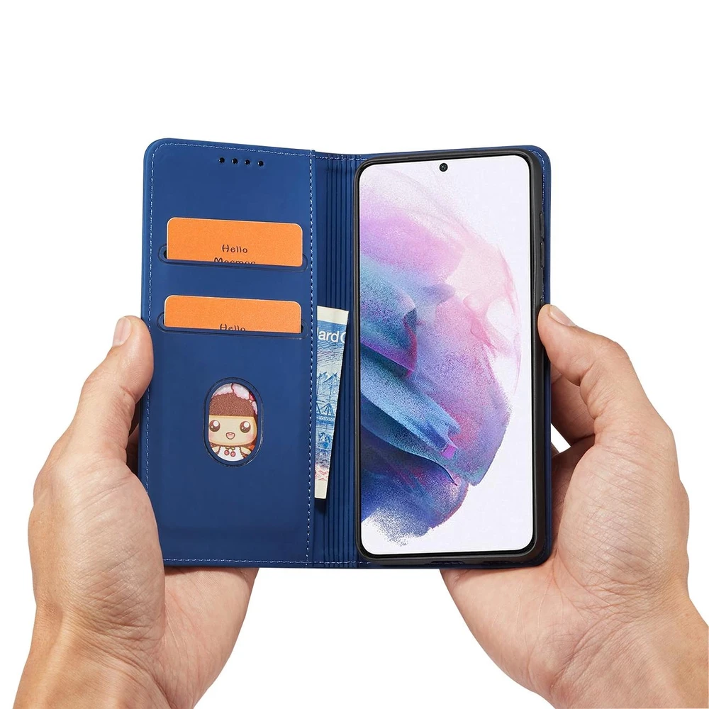 Hurtel Magnet Card dėklas skirtas Samsung Galaxy S22 + (S22 Plus), mėlynas