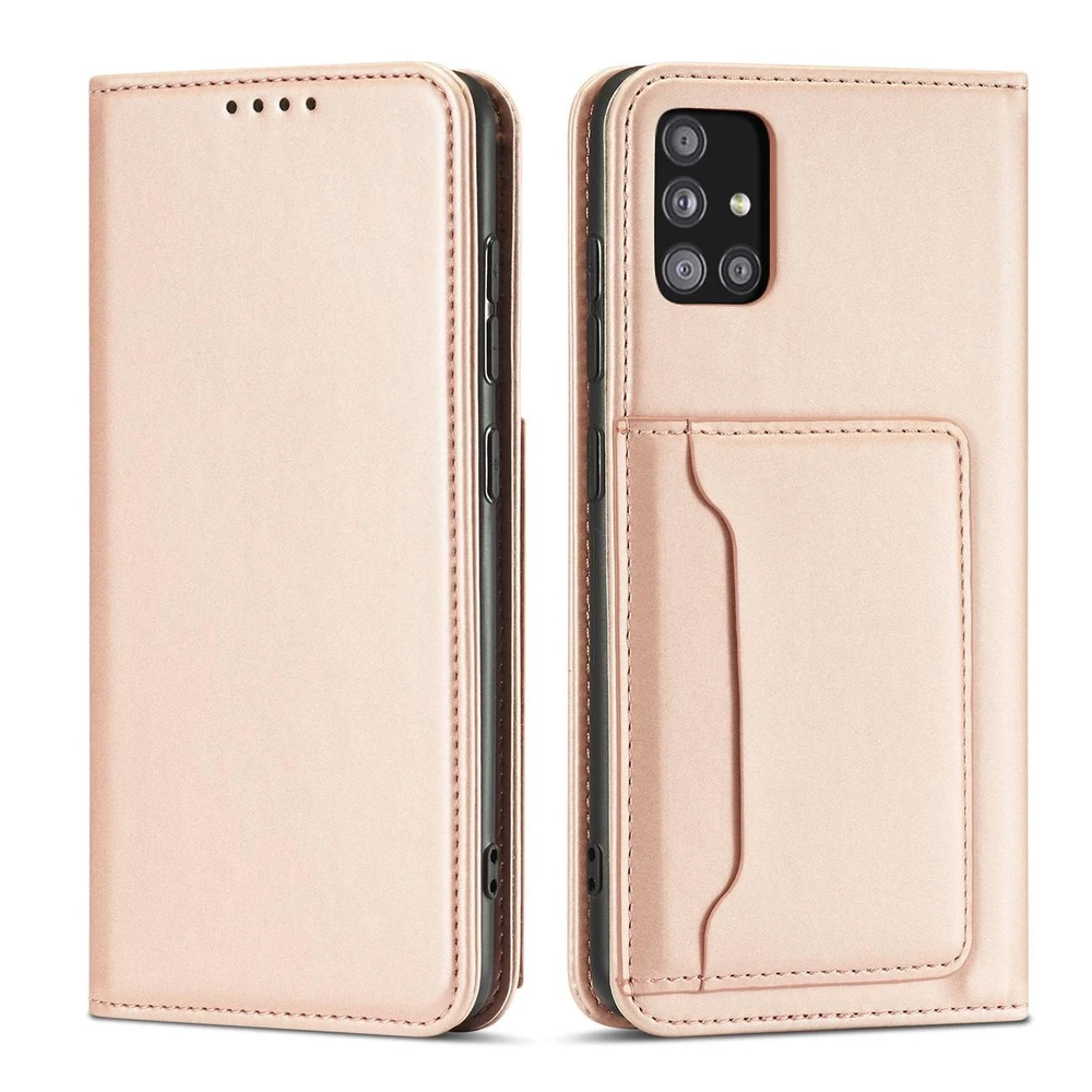 Hurtel Magnet Card dėklas skirtas Samsung Galaxy A12 5G, rožinis