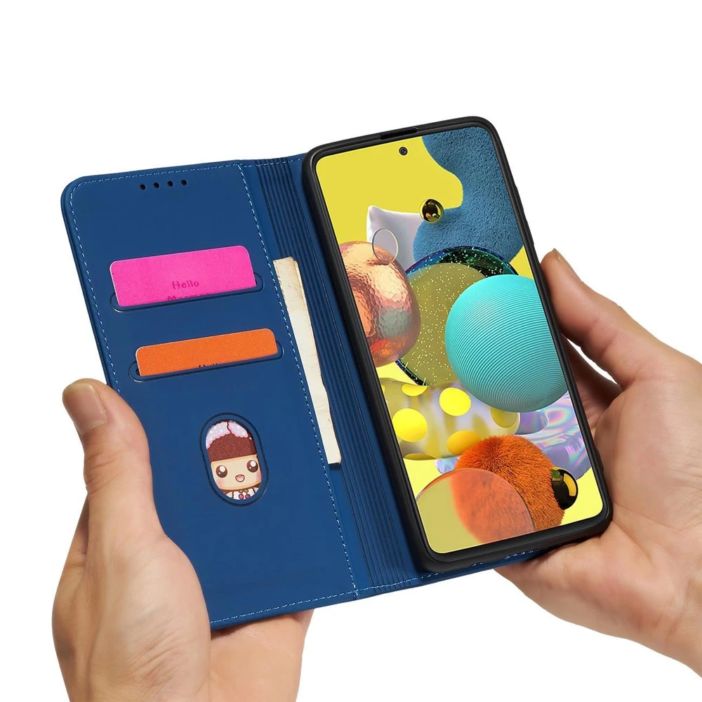Hurtel Magnet Card dėklas skirtas Samsung Galaxy A12 5G, mėlynas