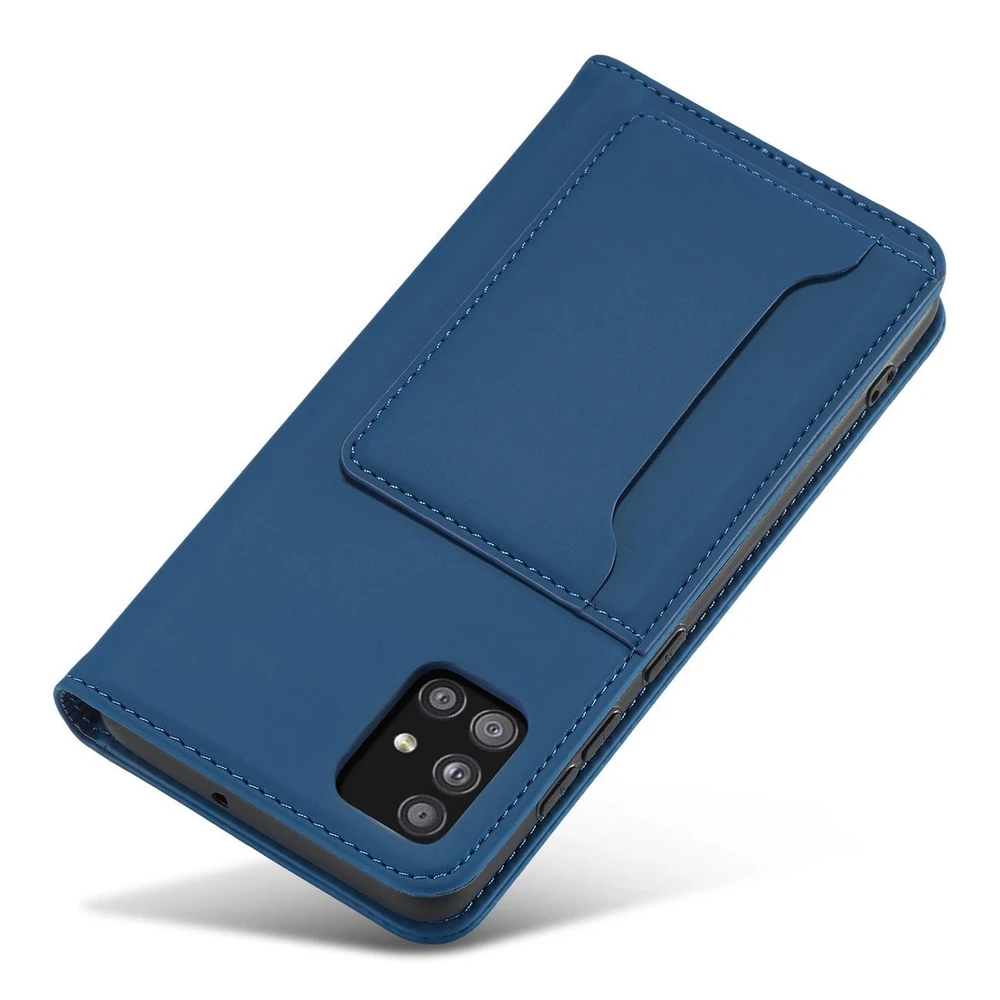 Hurtel Magnet Card dėklas skirtas Samsung Galaxy A12 5G, mėlynas