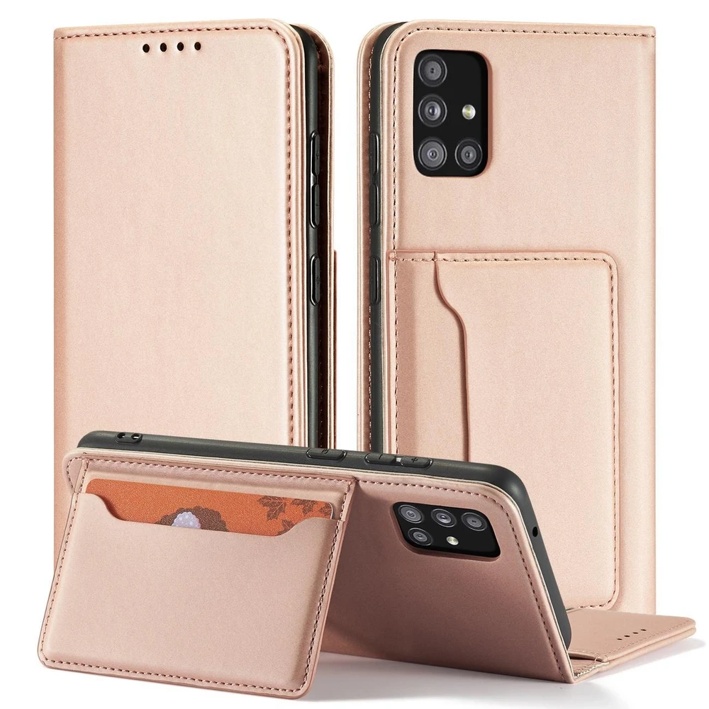 Hurtel Magnet Card dėklas skirtas Samsung Galaxy A12 5G, rožinis