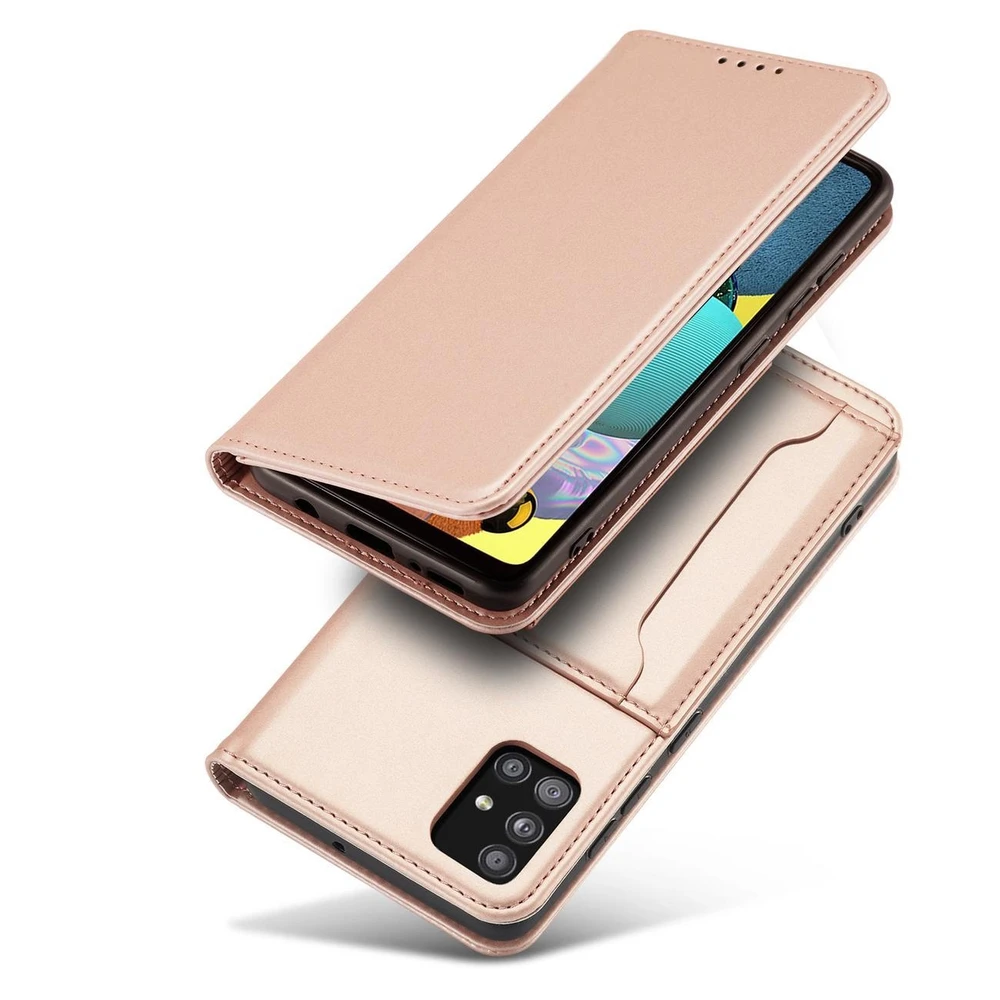 Hurtel Magnet Card dėklas skirtas Samsung Galaxy A12 5G, rožinis