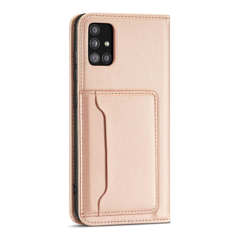 Hurtel Magnet Card dėklas skirtas Samsung Galaxy A12 5G, rožinis