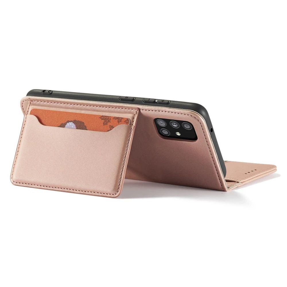 Hurtel Magnet Card dėklas skirtas Samsung Galaxy A12 5G, rožinis