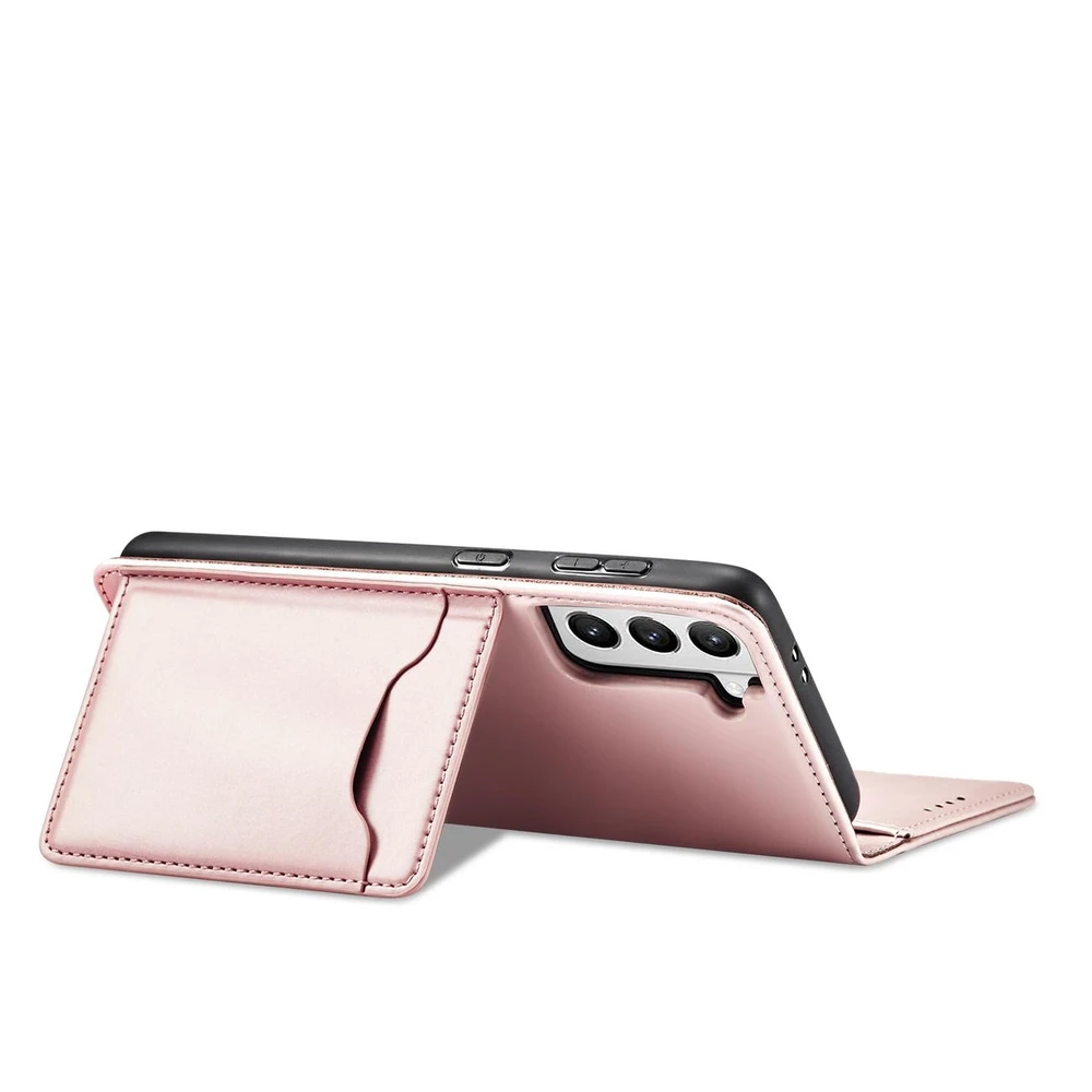 Hurtel Magnet Card dėklas skirtas Samsung Galaxy S22 + (S22 Plus), rožinis