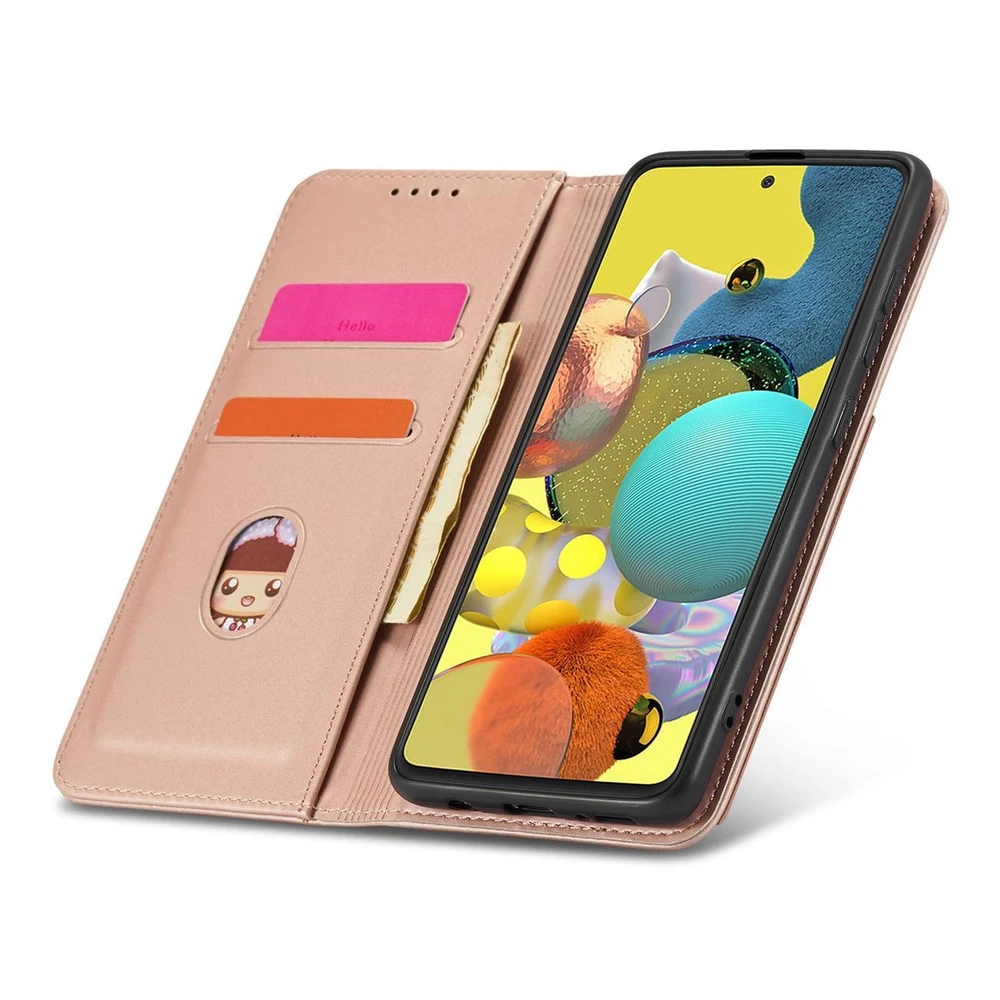 Hurtel Magnet Card dėklas skirtas Samsung Galaxy A12 5G, rožinis
