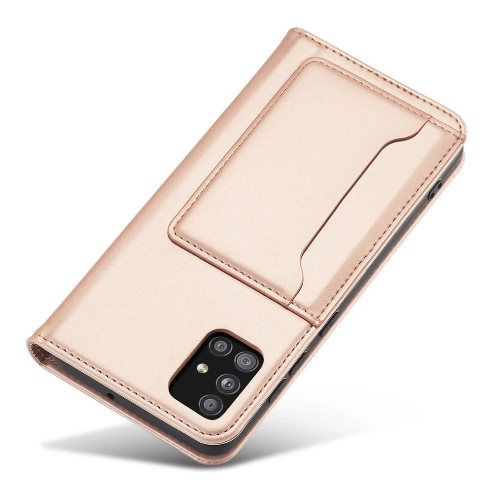 Hurtel Magnet Card dėklas skirtas Samsung Galaxy A12 5G, rožinis