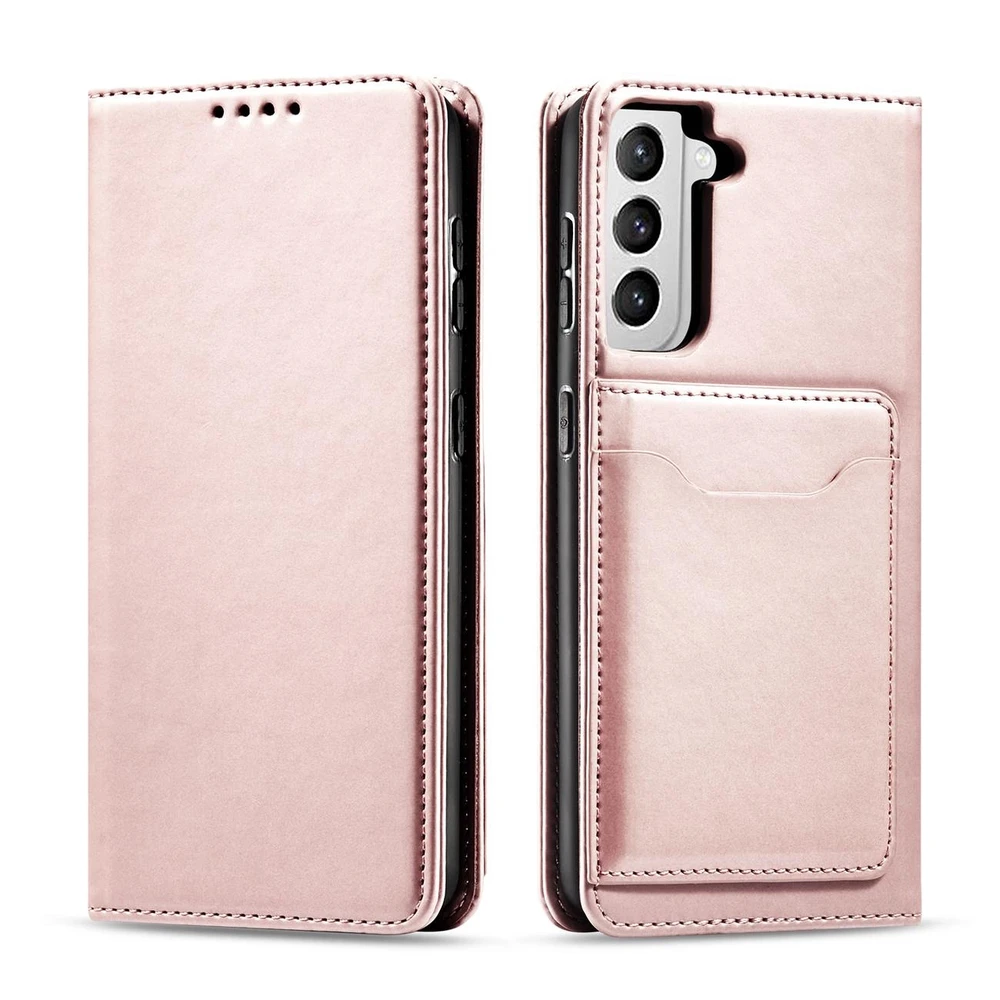Hurtel Magnet Card dėklas skirtas Samsung Galaxy S22 + (S22 Plus), rožinis