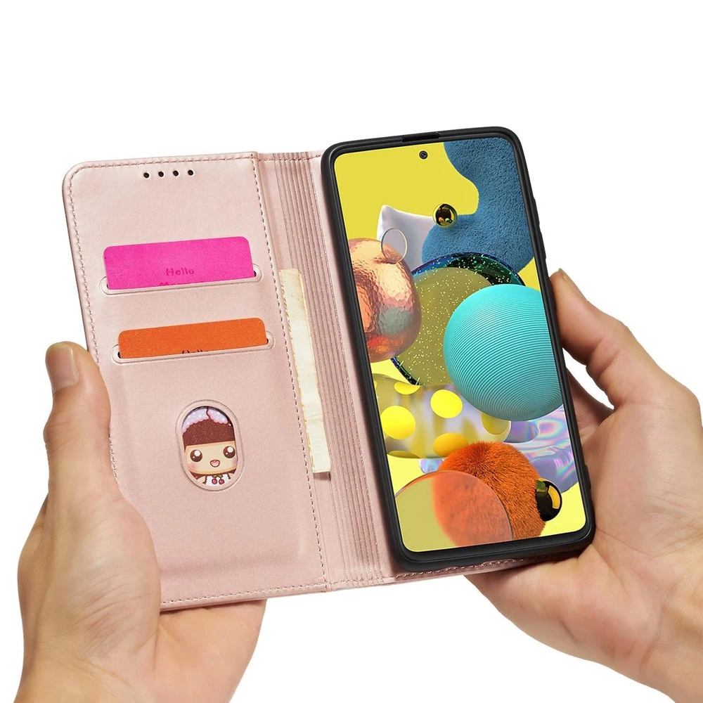 Hurtel Magnet Card dėklas skirtas Samsung Galaxy A13 5G, rožinis