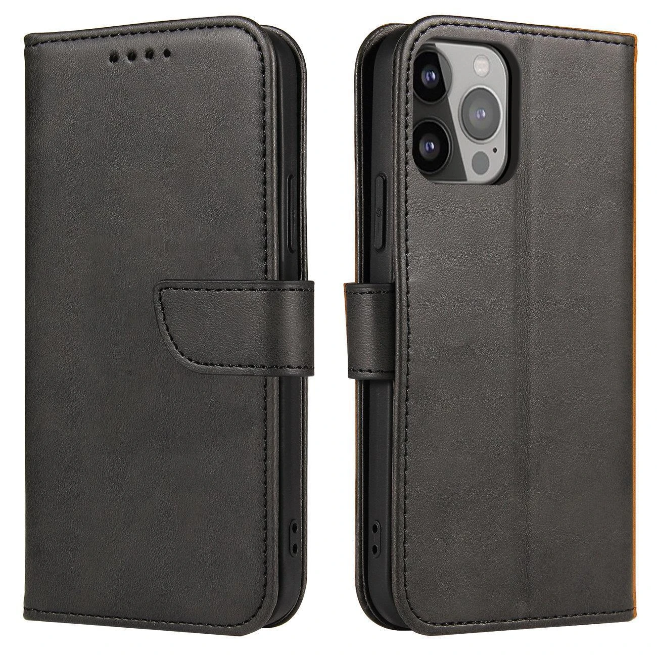 Magnet Realme GT Neo 5 / Realme GT3 atverčiamas wallet su stoveliu dėklas telefonui juodos spalvos