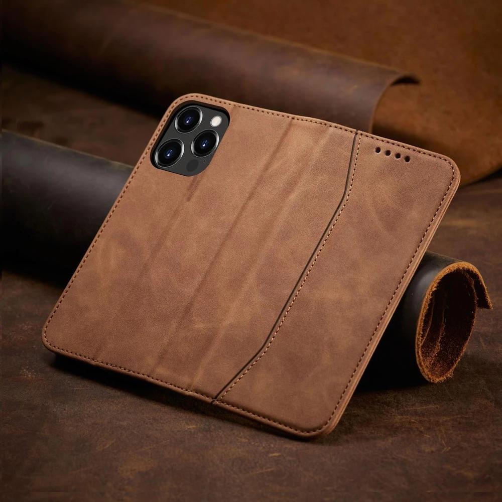 Hurtel Magnet Fancy dėklas, skirtas iPhone 13 Pro Max, rudas
