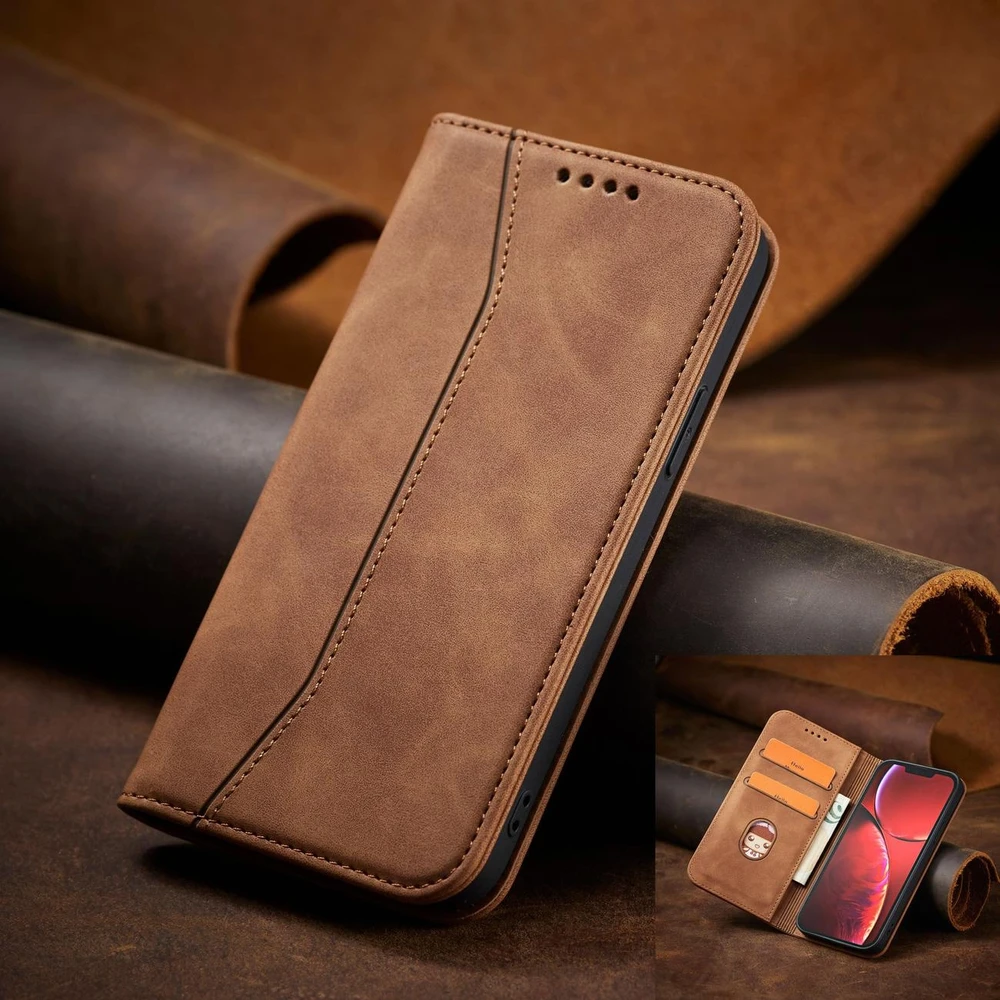 Hurtel Magnet Fancy dėklas, skirtas iPhone 13 Pro Max, rudas