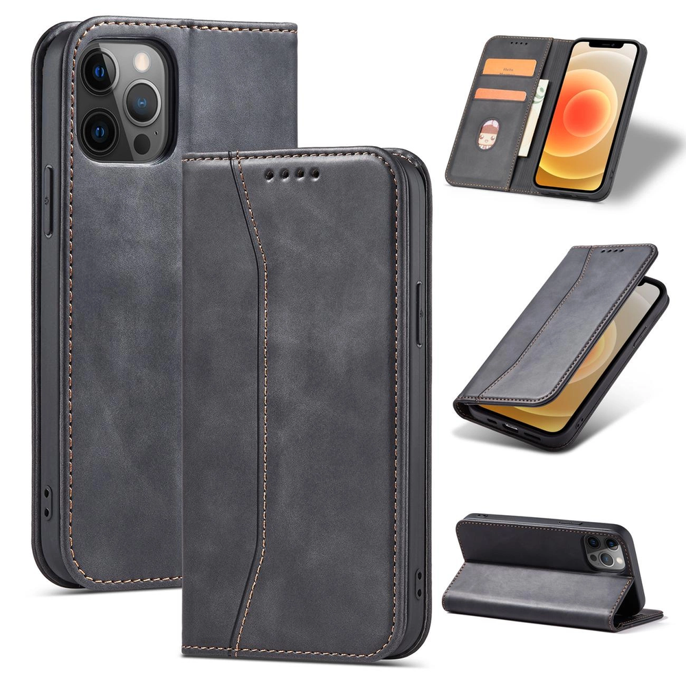 Hurtel Magnet Fancy dėklas, skirtas iPhone 12 Pro Max, juodas
