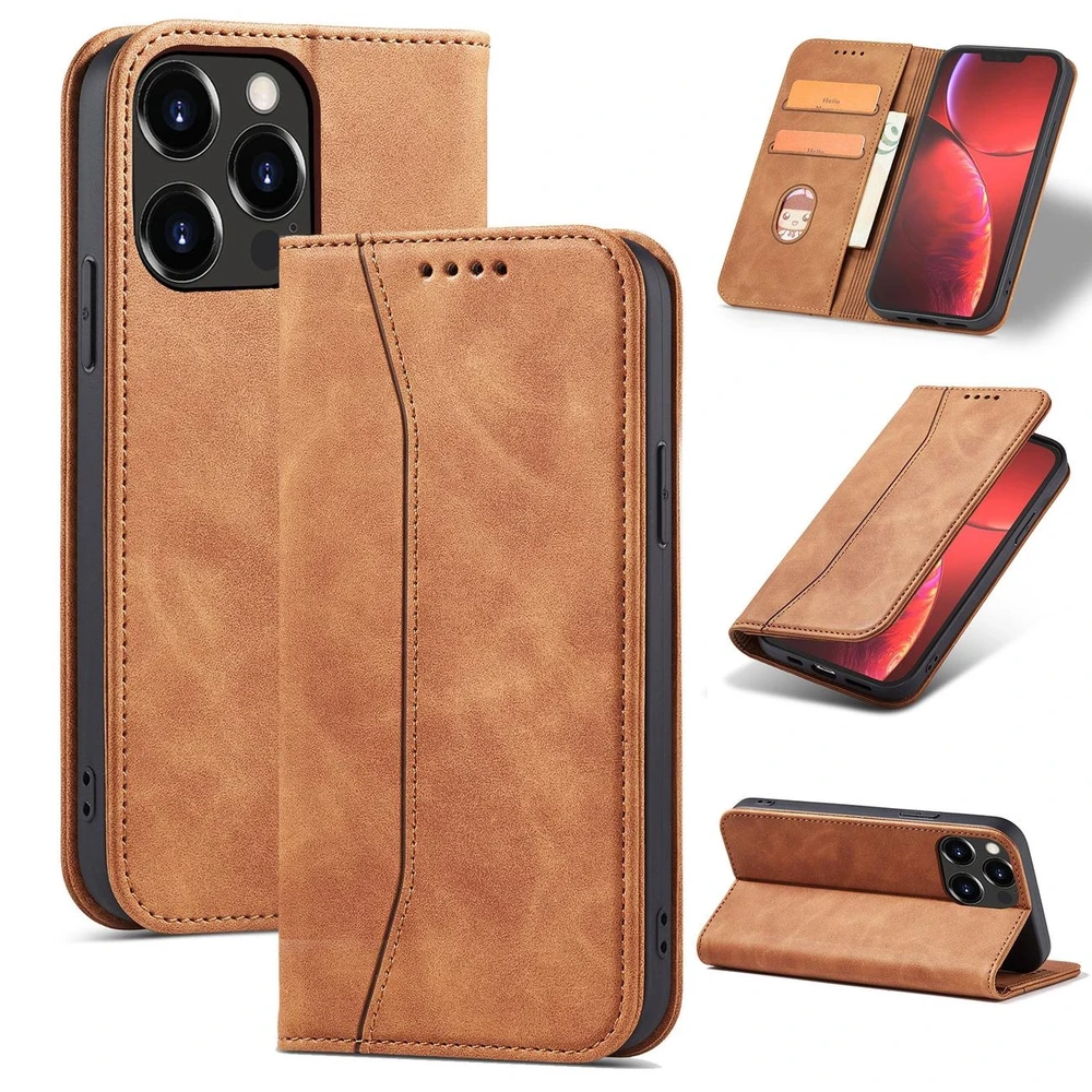 Hurtel Magnet Fancy dėklas, skirtas iPhone 13 Pro Max, rudas