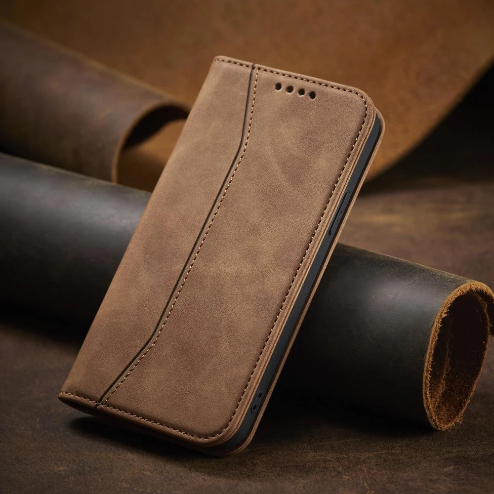 Hurtel Magnet Fancy dėklas, skirtas iPhone 13 Pro Max, rudas