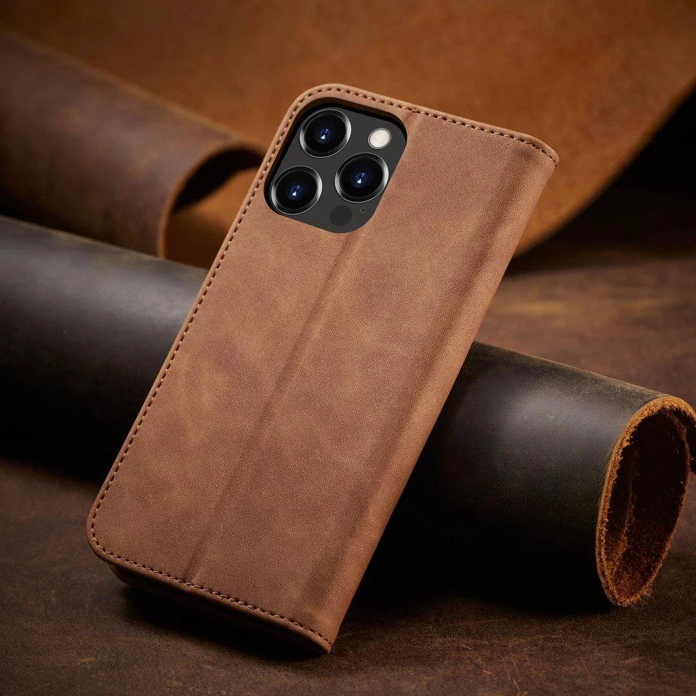 Hurtel Magnet Fancy dėklas, skirtas iPhone 13 Pro Max, rudas