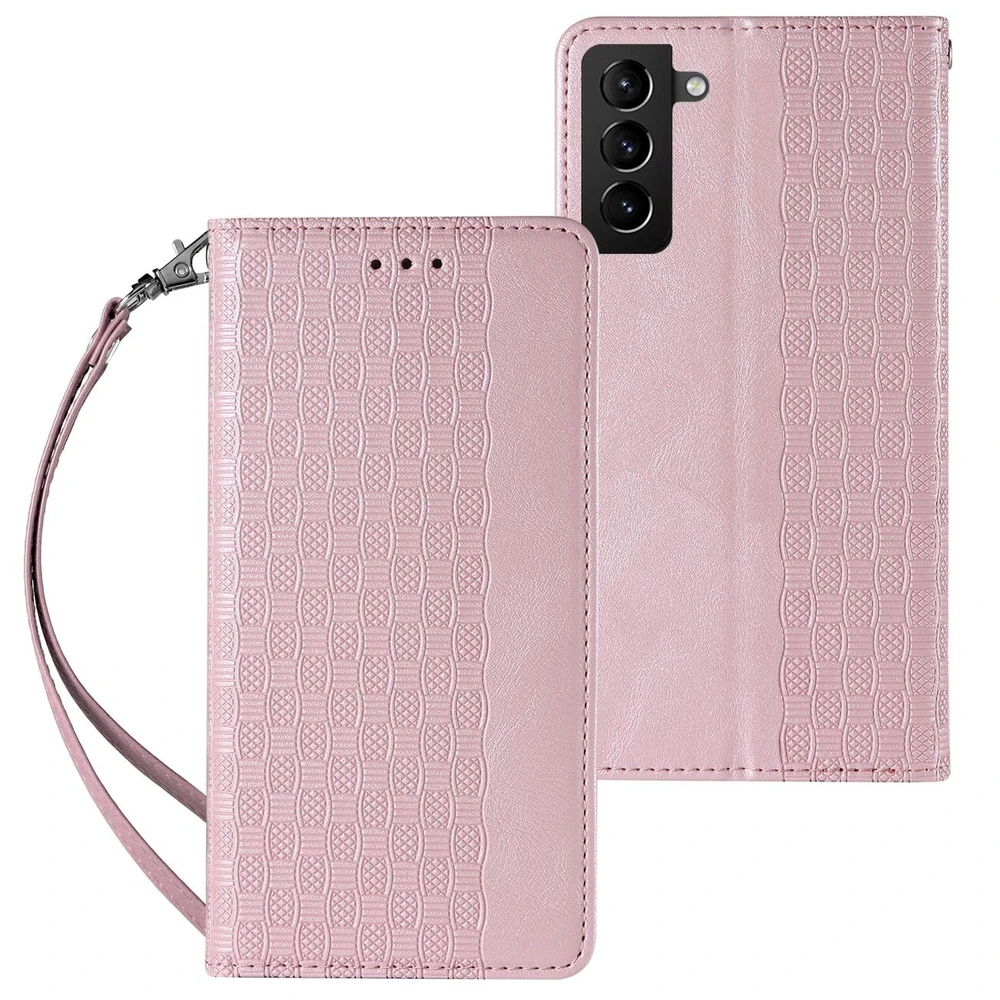Hurtel Magnet Strap dėklas su dirželiu skirtas Samsung Galaxy S22 + (S22 Plus), rožinis