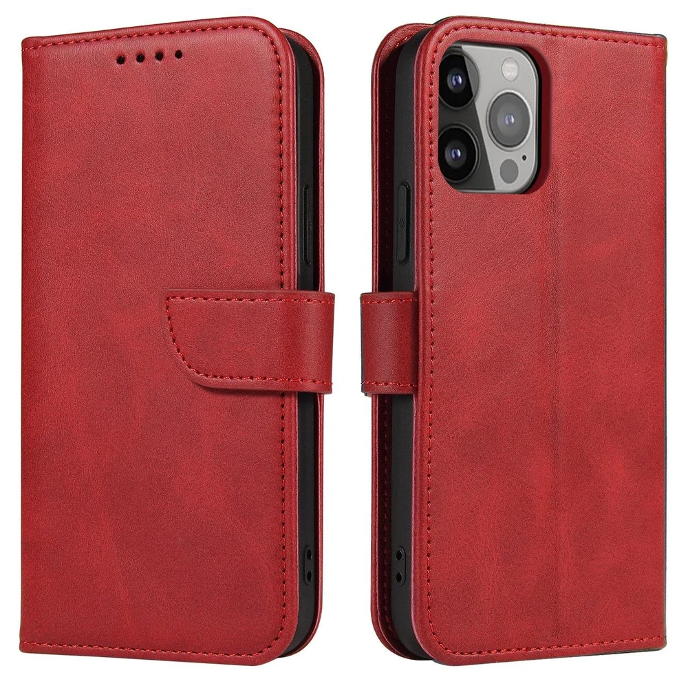 Dėklas Hurtel Magnet Samsung Galaxy S23 Ultra flip cover wallet stand raudonos spalvos