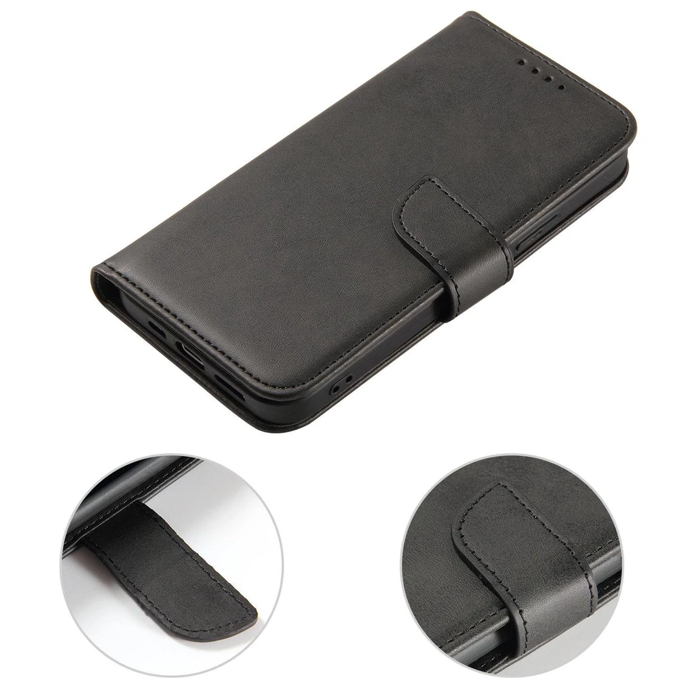 Hurtel Magnet dėklas cover Oppo A17 flip cover wallet stand dėklas telefonui juodos spalvos