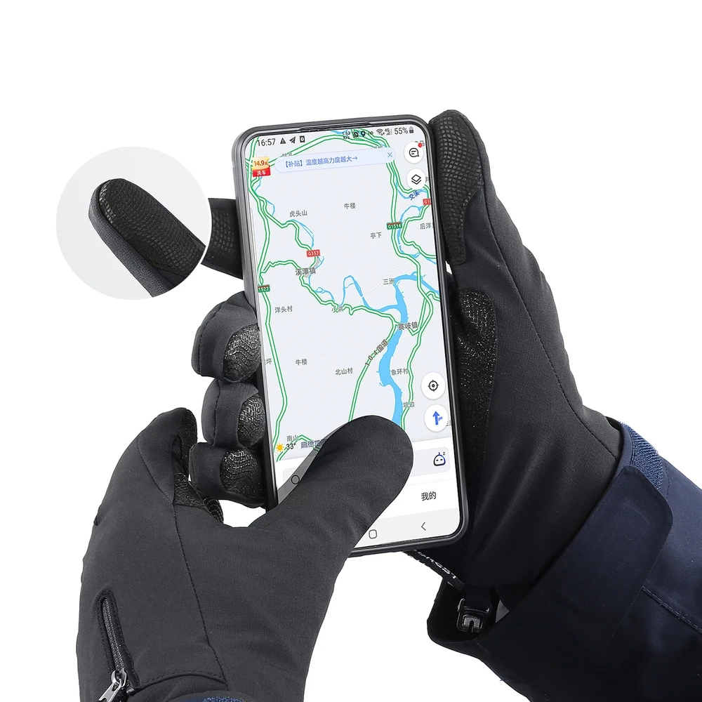 Reach Hurtel Neslystančios žieminės sportinės pirštinės telefonui (dydis XL) – juodos spalvos