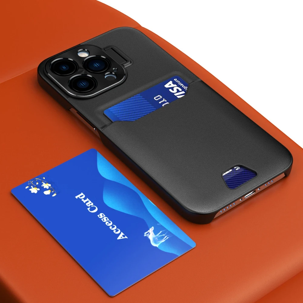Hurtel Leather Stand Samsung Galaxy S23 Ultra cover card wallet with stand dėklas telefonui juodos spalvos