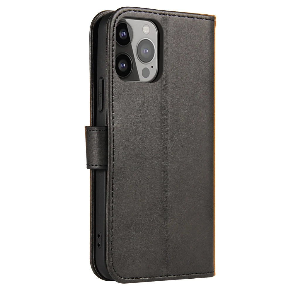 Hurtel Wallet su stoveliu Apple iPhone 15 Pro Magnet – dėklas telefonui juodos spalvos