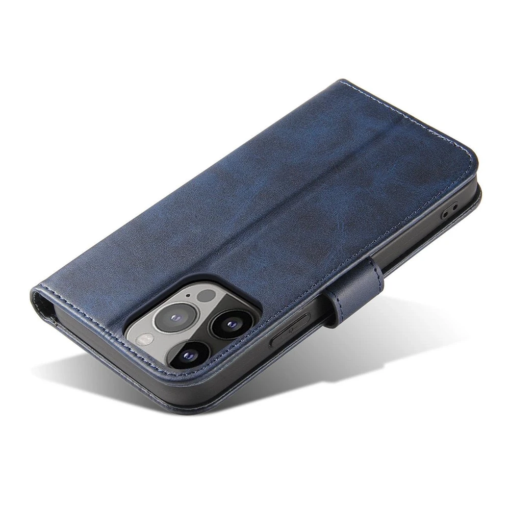 Hurtel Wallet su stoveliu Apple iPhone 15 Magnet - dėklas telefonui mėlynos spalvos