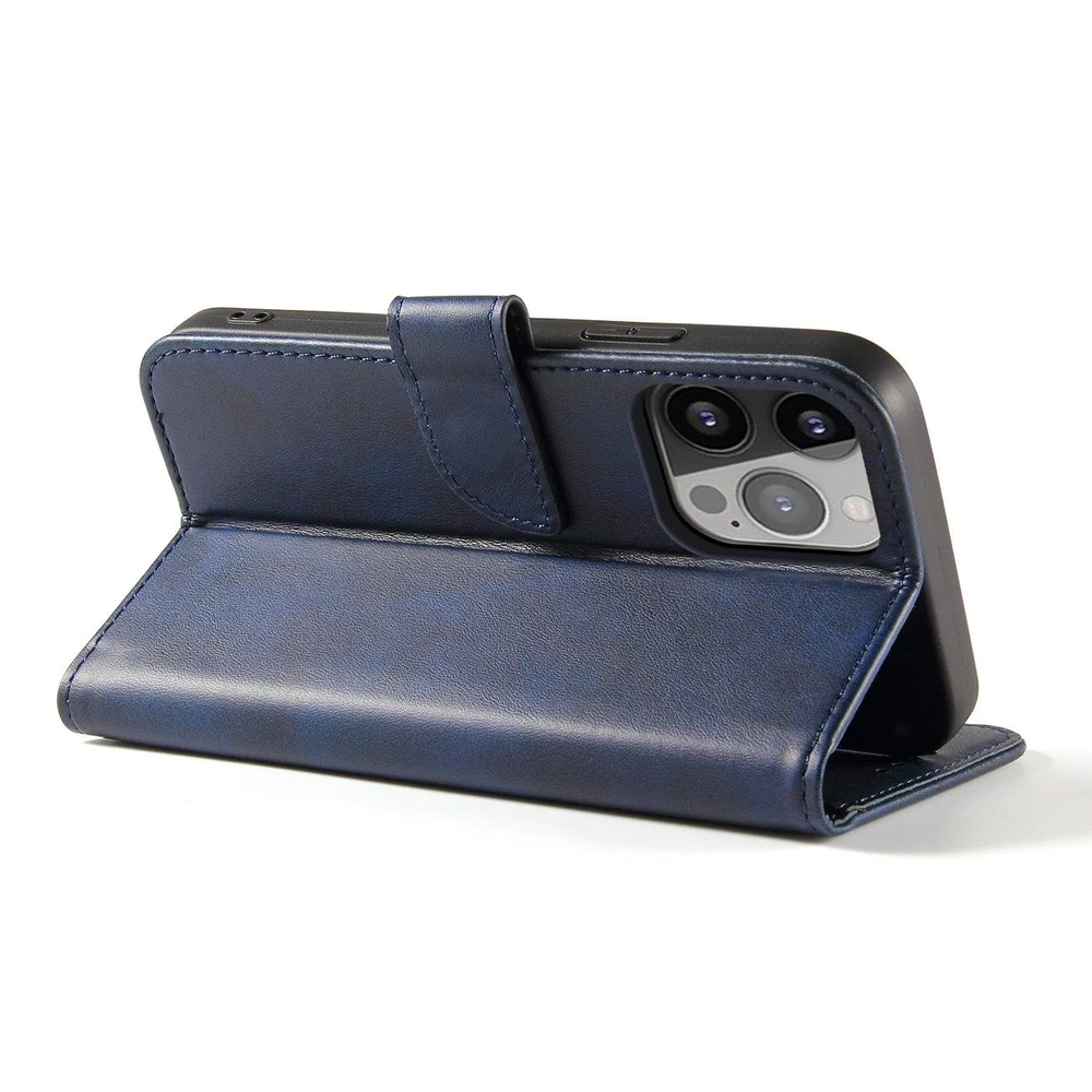 Hurtel Wallet su stoveliu Apple iPhone 15 Magnet - dėklas telefonui mėlynos spalvos