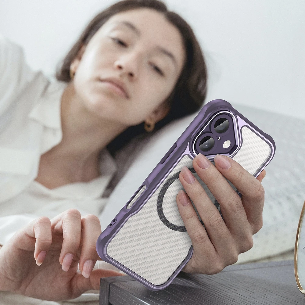 Hurtel Leading Series MagSafe silikoninis Apple iPhone 16 – dėklas telefonui violetinės spalvos