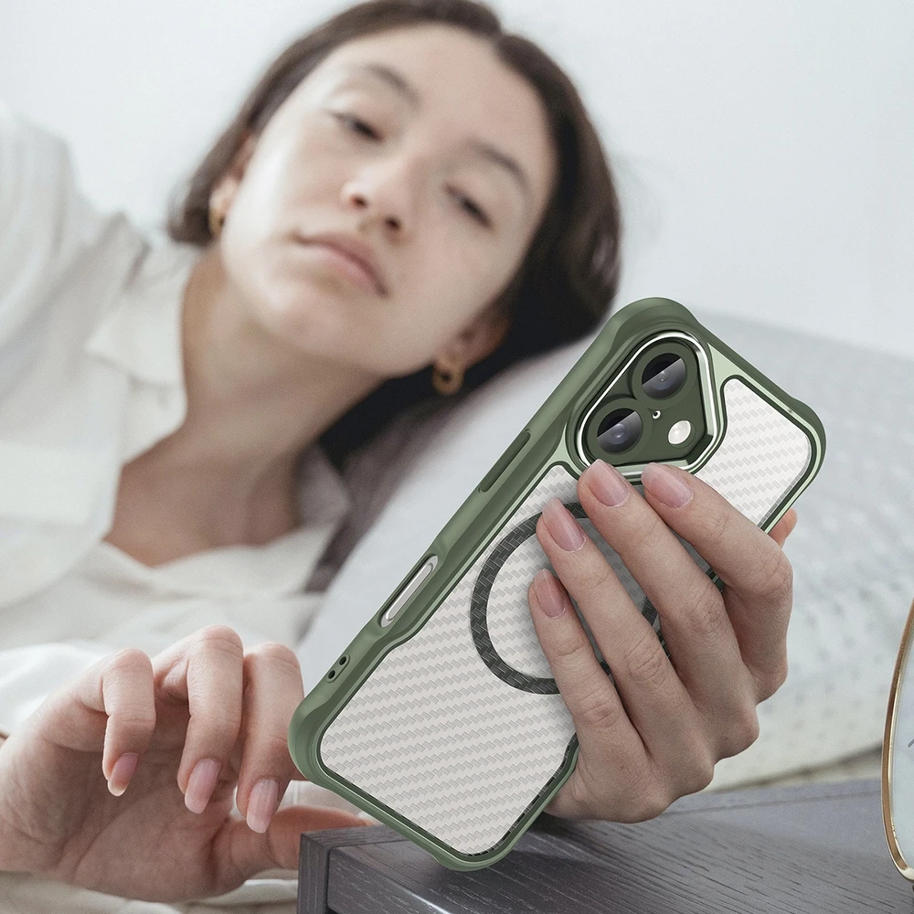 Hurtel Leading Series MagSafe silikoninis Apple iPhone 16 – dėklas telefonui žalios spalvos