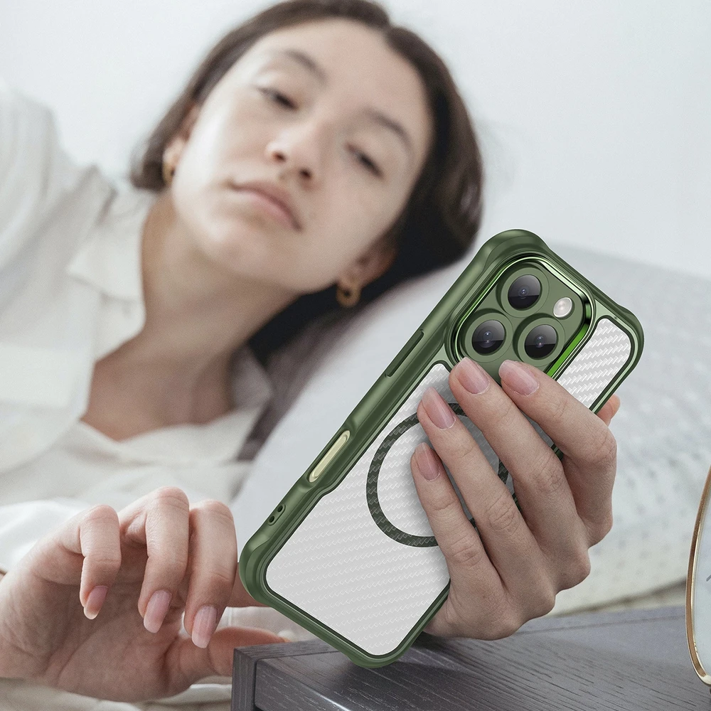Hurtel Leading Series MagSafe silikoninis Apple iPhone 16 Pro Max – dėklas telefonui žalios spalvos