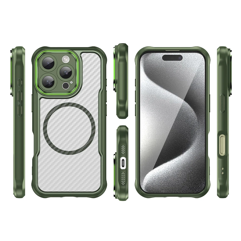 Hurtel Leading Series MagSafe silikoninis Apple iPhone 16 Pro – dėklas telefonui žalios spalvos