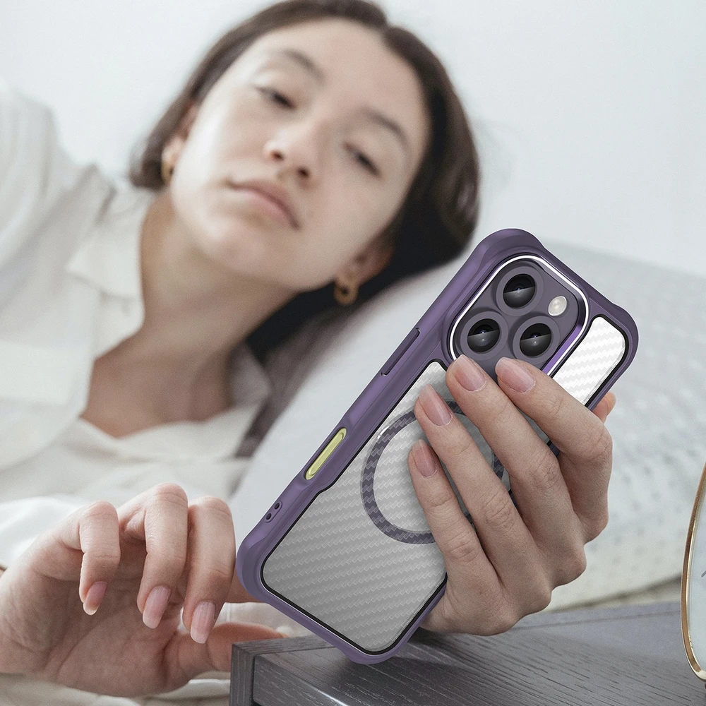 Hurtel Leading Series MagSafe silikoninis Apple iPhone 16 Pro Max – dėklas telefonui violetinės spalvos