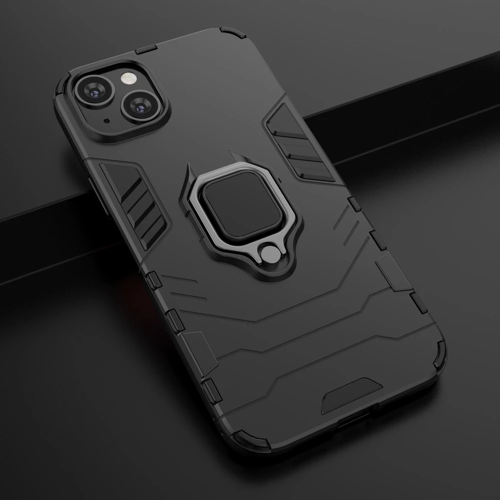Hurtel Ring Armor Apple iPhone 14 Pro armored magnetic holder ring dėklas telefonui juodos spalvos