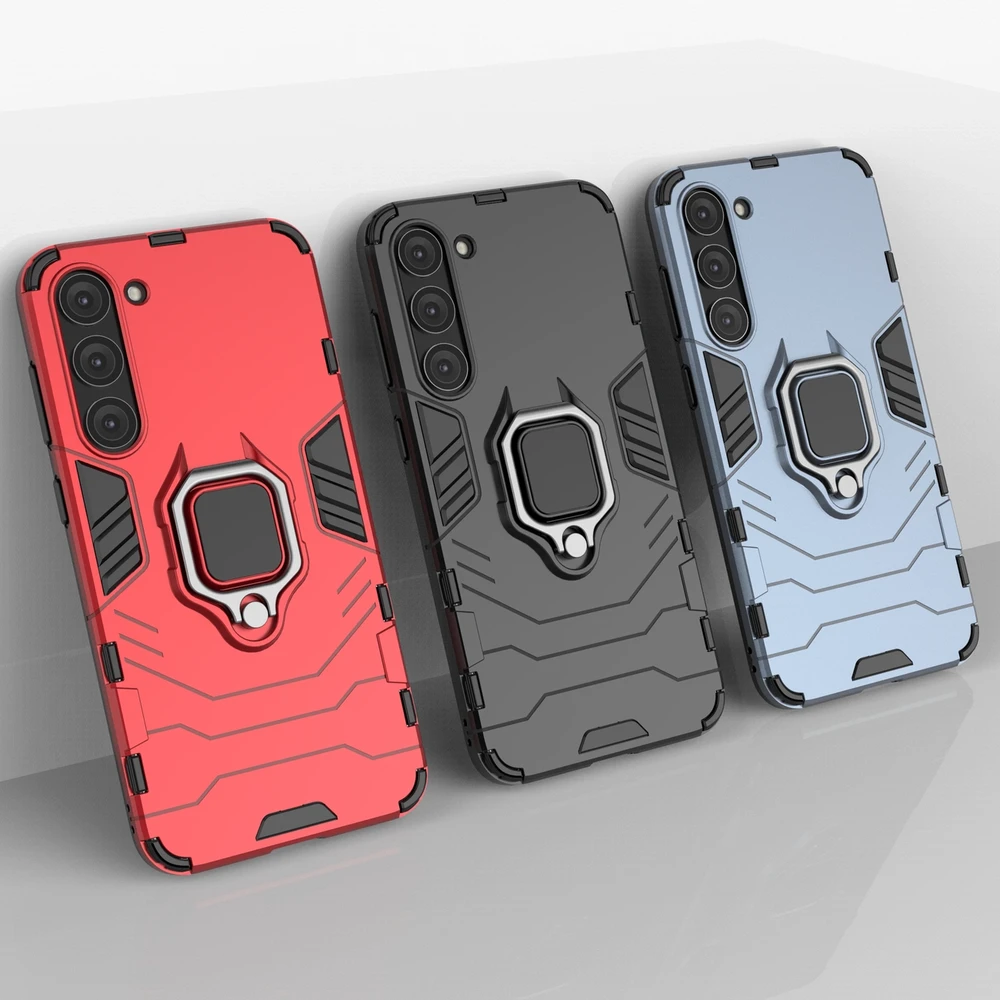 Hurtel Ring Armor case Samsung Galaxy S23+ armored cover magnetic holder ring dėklas telefonui juodos spalvos