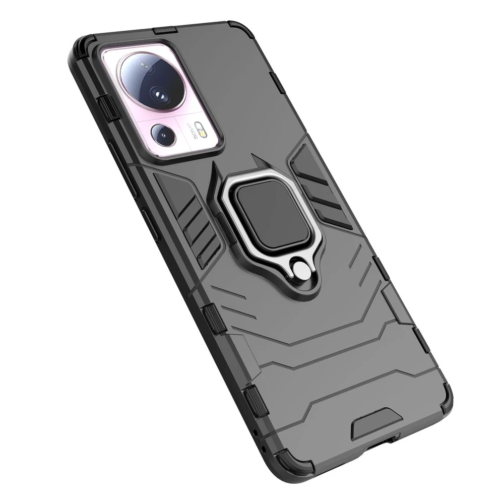 Hurtel Ring Armor Xiaomi 13 Lite armored magnetic holder ring dėklas telefonui juodos spalvos