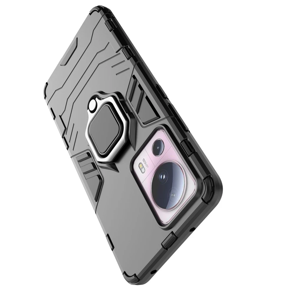 Hurtel Ring Armor Xiaomi 13 Lite armored magnetic holder ring dėklas telefonui juodos spalvos