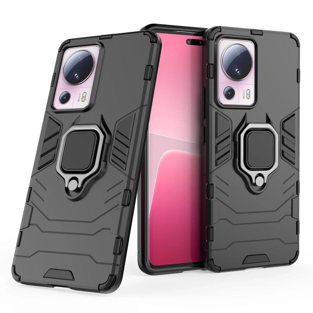 Hurtel Ring Armor Xiaomi 13 Lite armored magnetic holder ring dėklas telefonui juodos spalvos