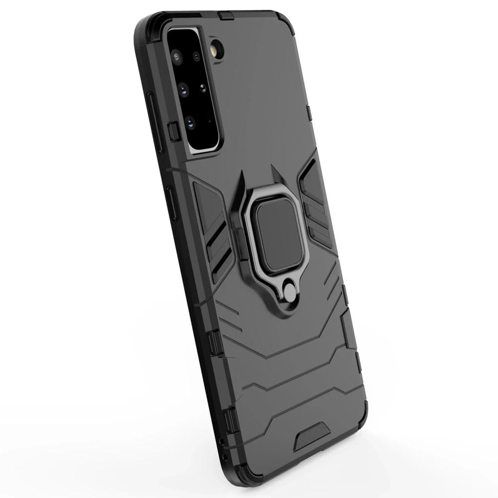 Hurtel Ring Armor hibridinis dėklas + magnetinis laikiklis skirtas Samsung Galaxy S22 + (S22 Plus), juodas