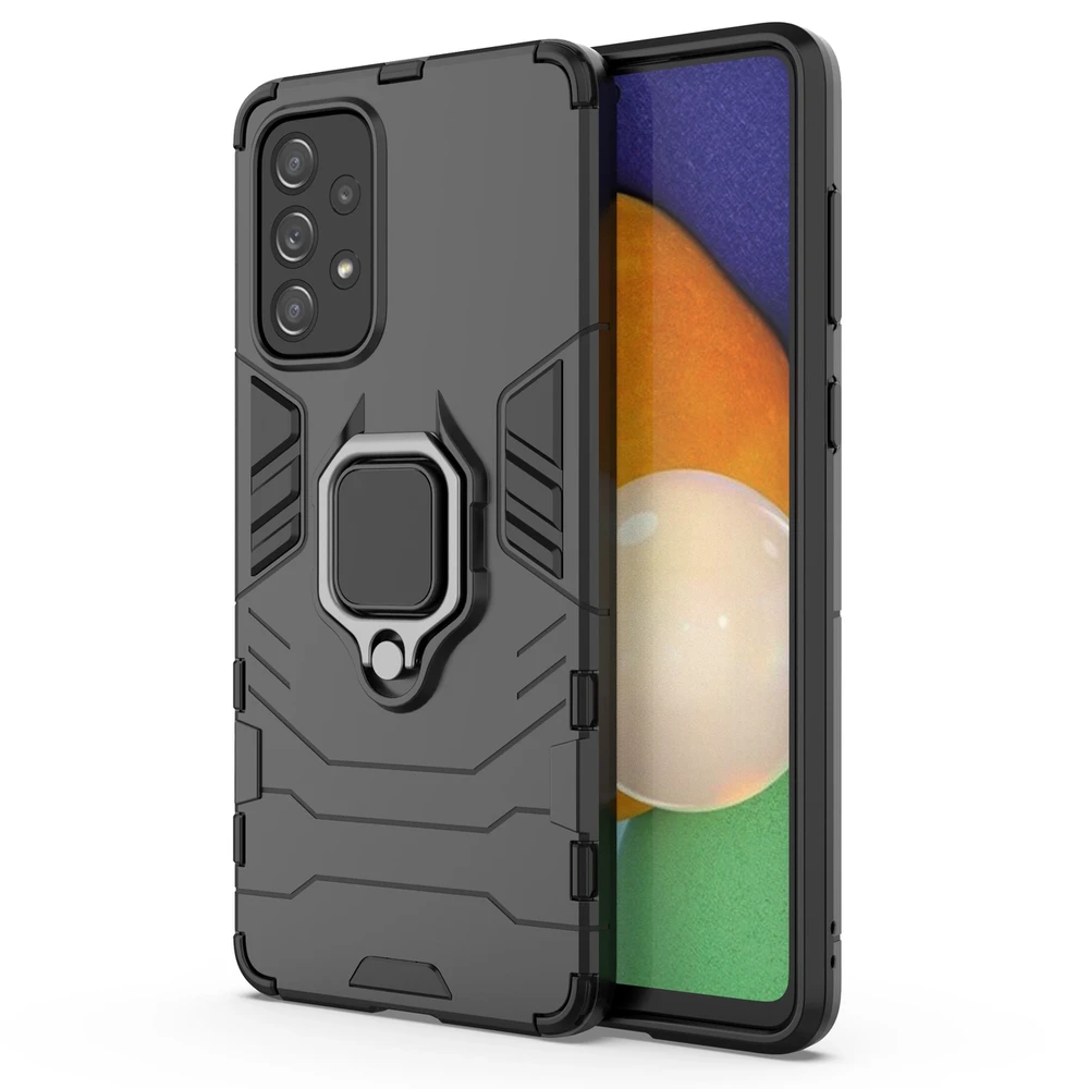 Hurtel Ring Armor hibridinis dėklas + magnetinis laikiklis skirtas Samsung Galaxy A73, juodas