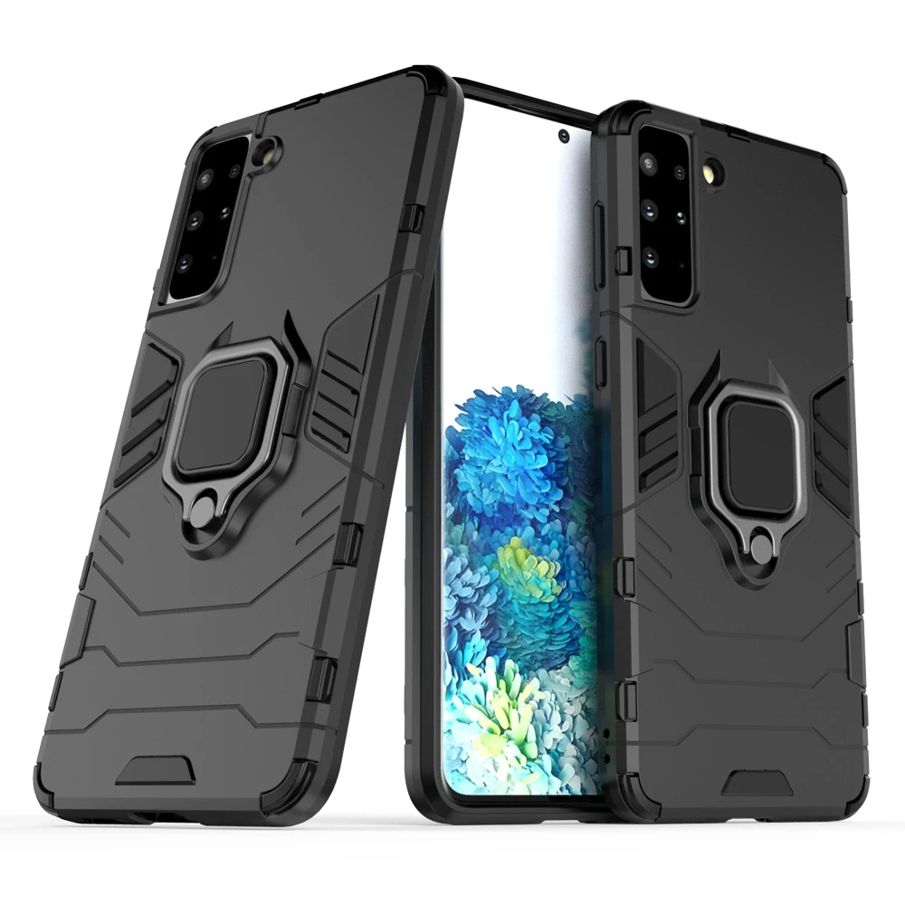 Hurtel Ring Armor hibridinis dėklas + magnetinis laikiklis skirtas Samsung Galaxy S22 + (S22 Plus), juodas