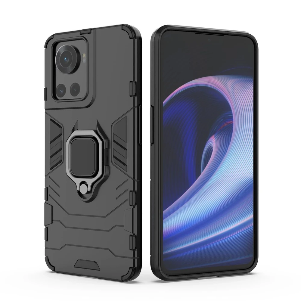 Hurtel Ring Armor hibridinis dėklas + magnetinis laikiklis skirtas OnePlus Ace, juodas