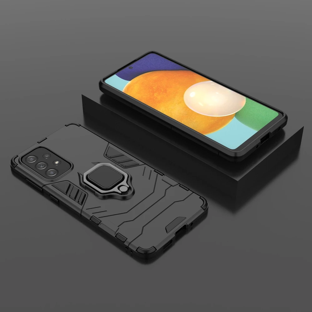 Hurtel Ring Armor hibridinis dėklas + magnetinis laikiklis skirtas Samsung Galaxy A73, juodas